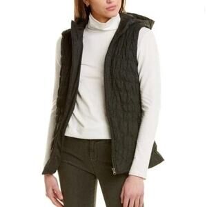 AVEC LES FILLES Quilted Hooded Vest Charcoal XSmall